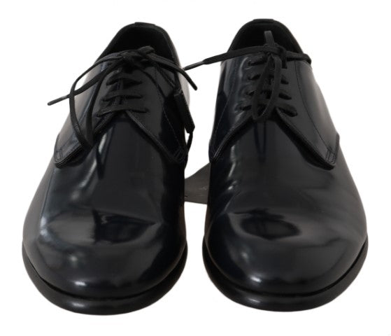 Dolce & Gabbana Blue Leather Polished Dress Derby Shoes Dolce & Gabbana