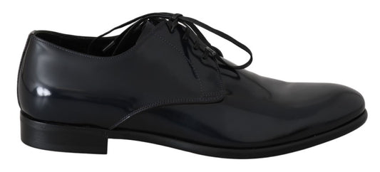 Dolce & Gabbana Blue Leather Polished Dress Derby Shoes Dolce & Gabbana