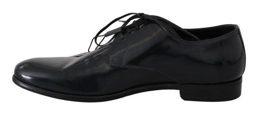 Dolce & Gabbana Blue Leather Polished Dress Derby Shoes Dolce & Gabbana