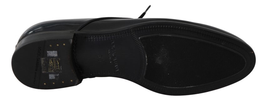 Dolce & Gabbana Blue Leather Polished Dress Derby Shoes Dolce & Gabbana