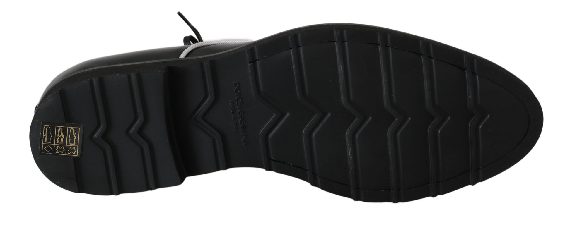 Dolce & Gabbana Black Leather White Line Dress Derby Shoes Dolce & Gabbana