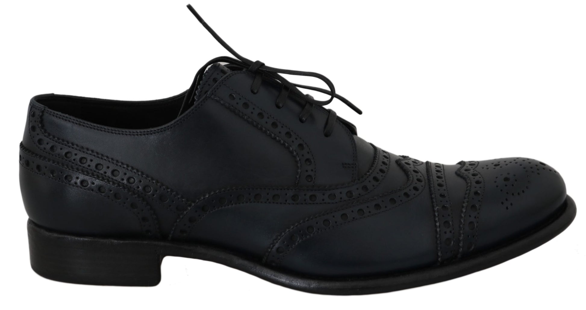 Dolce & Gabbana Dark Blue Leather Wingtip Oxford Dress Shoes Dolce & Gabbana
