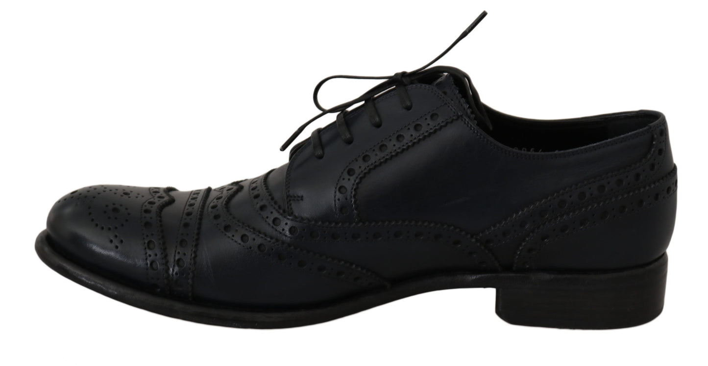 Dolce & Gabbana Dark Blue Leather Wingtip Oxford Dress Shoes Dolce & Gabbana