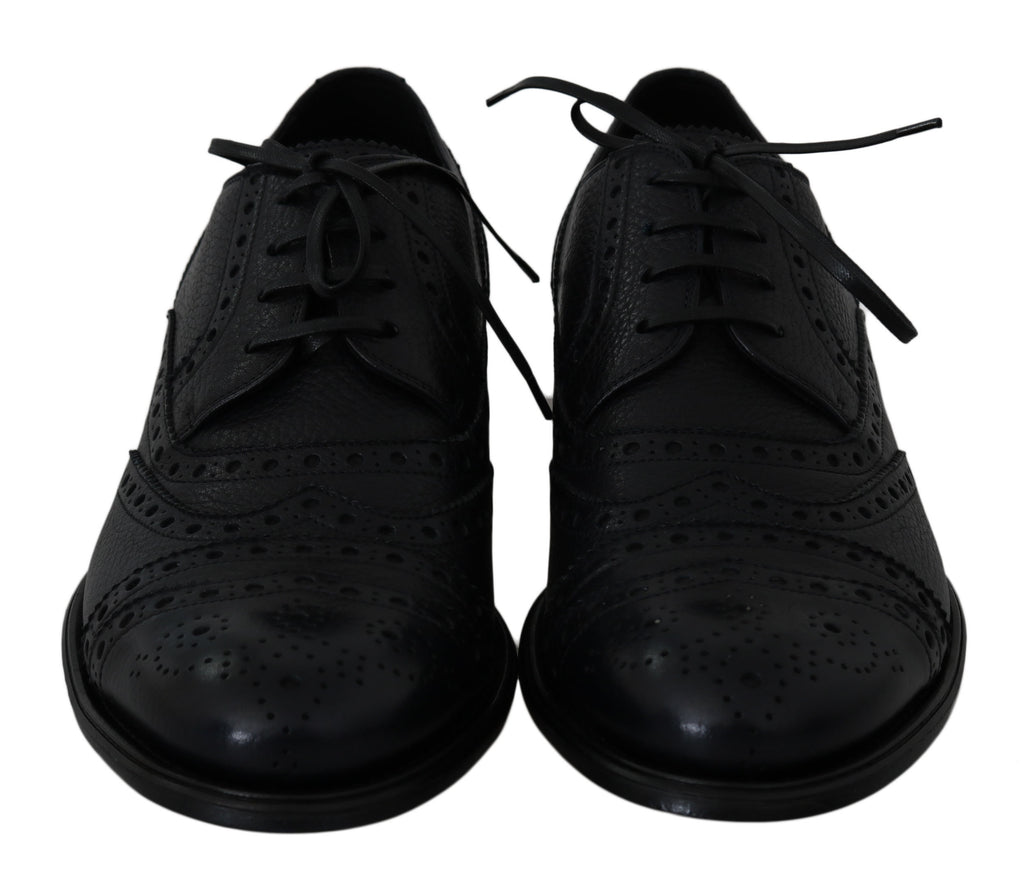 Dolce & Gabbana Blue Leather Wingtip Oxford Dress Shoes