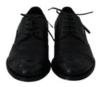 Dolce & Gabbana Blue Leather Wingtip Oxford Dress Shoes
