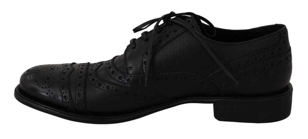 Dolce & Gabbana Blue Leather Wingtip Oxford Dress Shoes