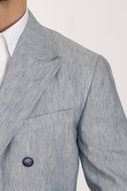 Dolce & Gabbana Blue Flax NAPOLI Jacket Coat Blazer - Eljoys Fashion 