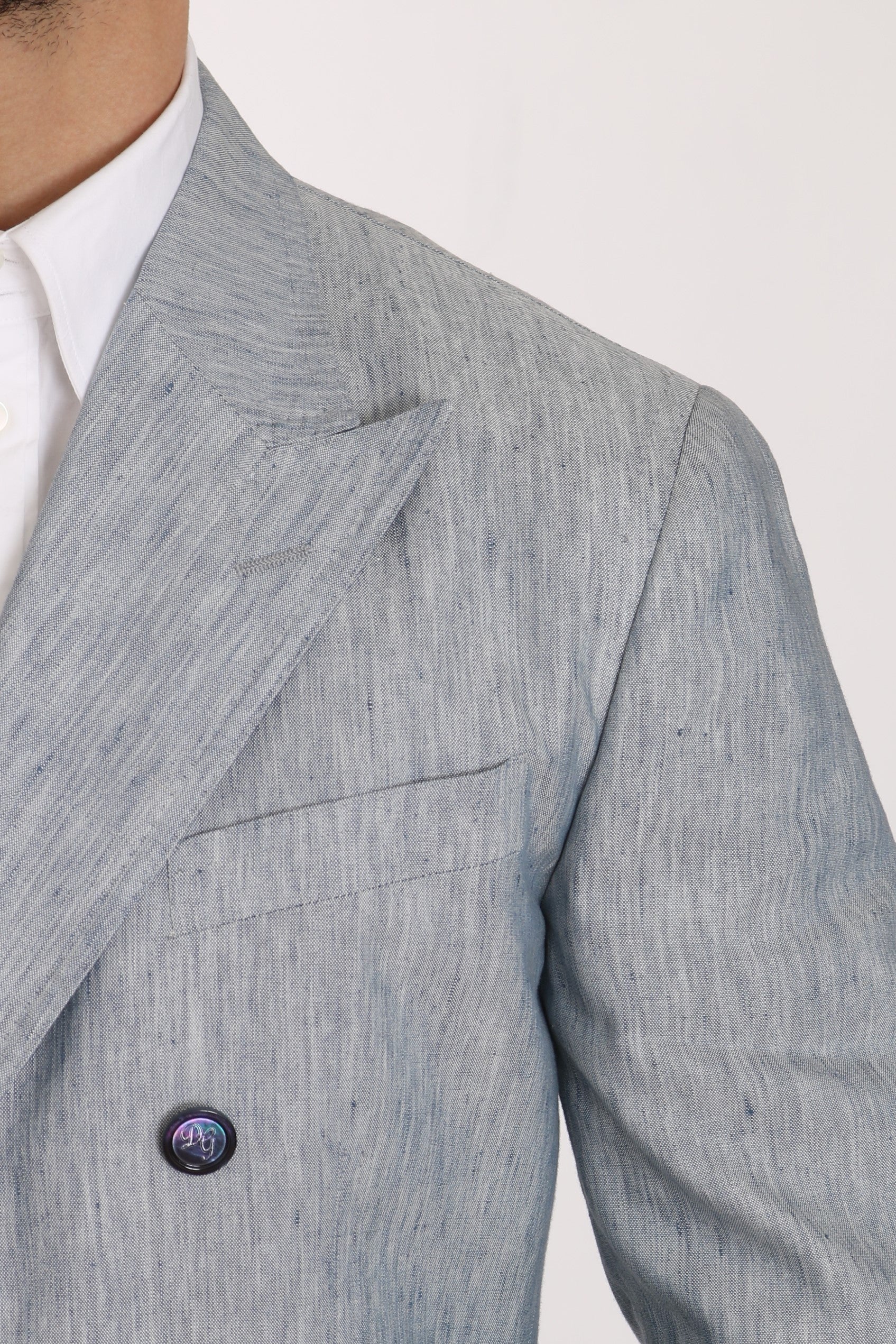 Dolce & Gabbana Blue Flax NAPOLI Jacket Coat Blazer Dolce & Gabbana