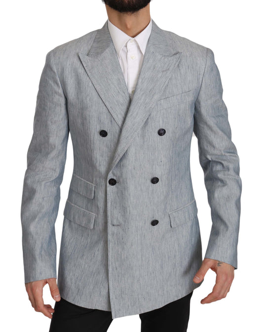 Dolce & Gabbana Blue Flax NAPOLI Jacket Coat Blazer Dolce & Gabbana