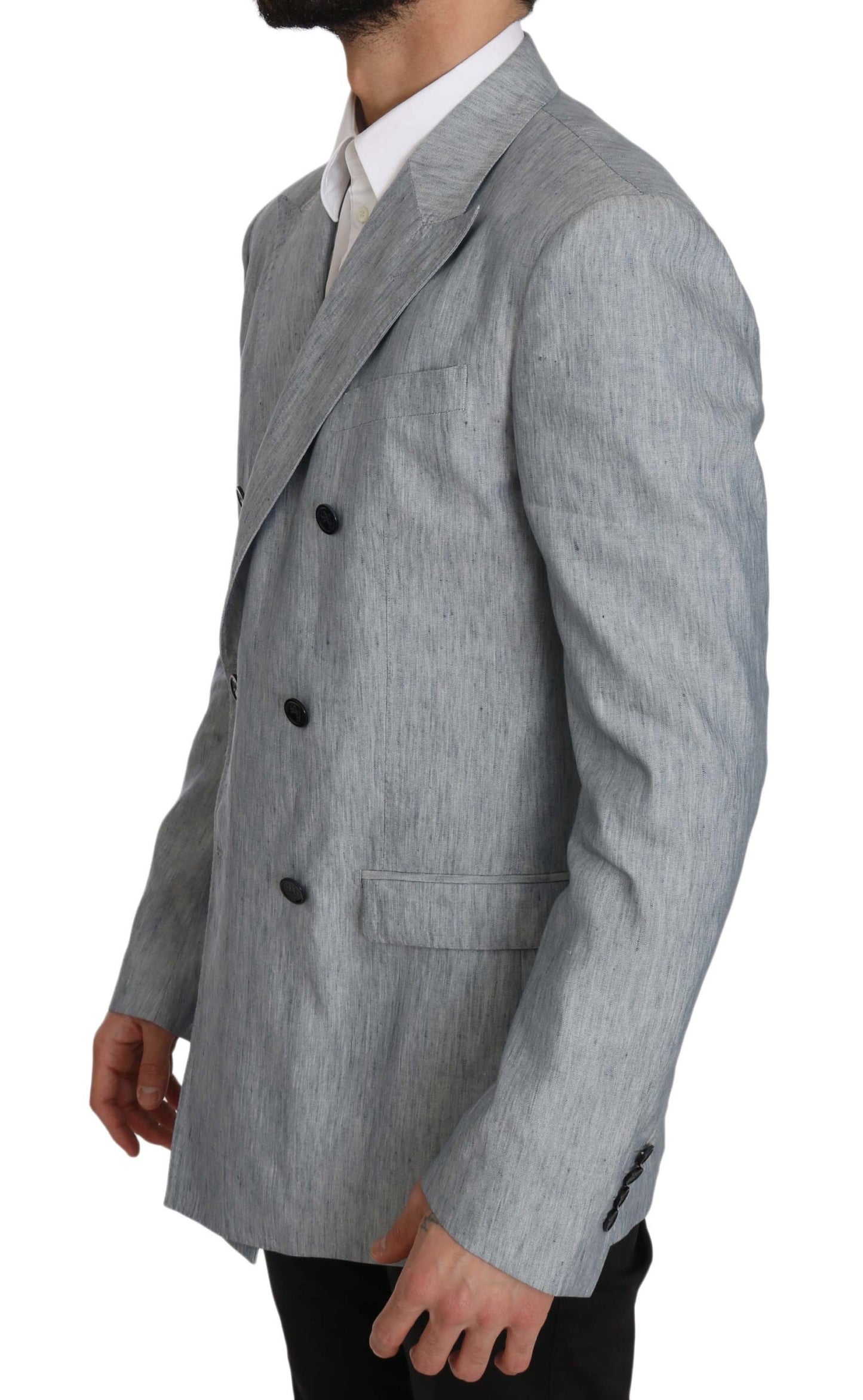 Dolce & Gabbana Blue Flax NAPOLI Jacket Coat Blazer Dolce & Gabbana