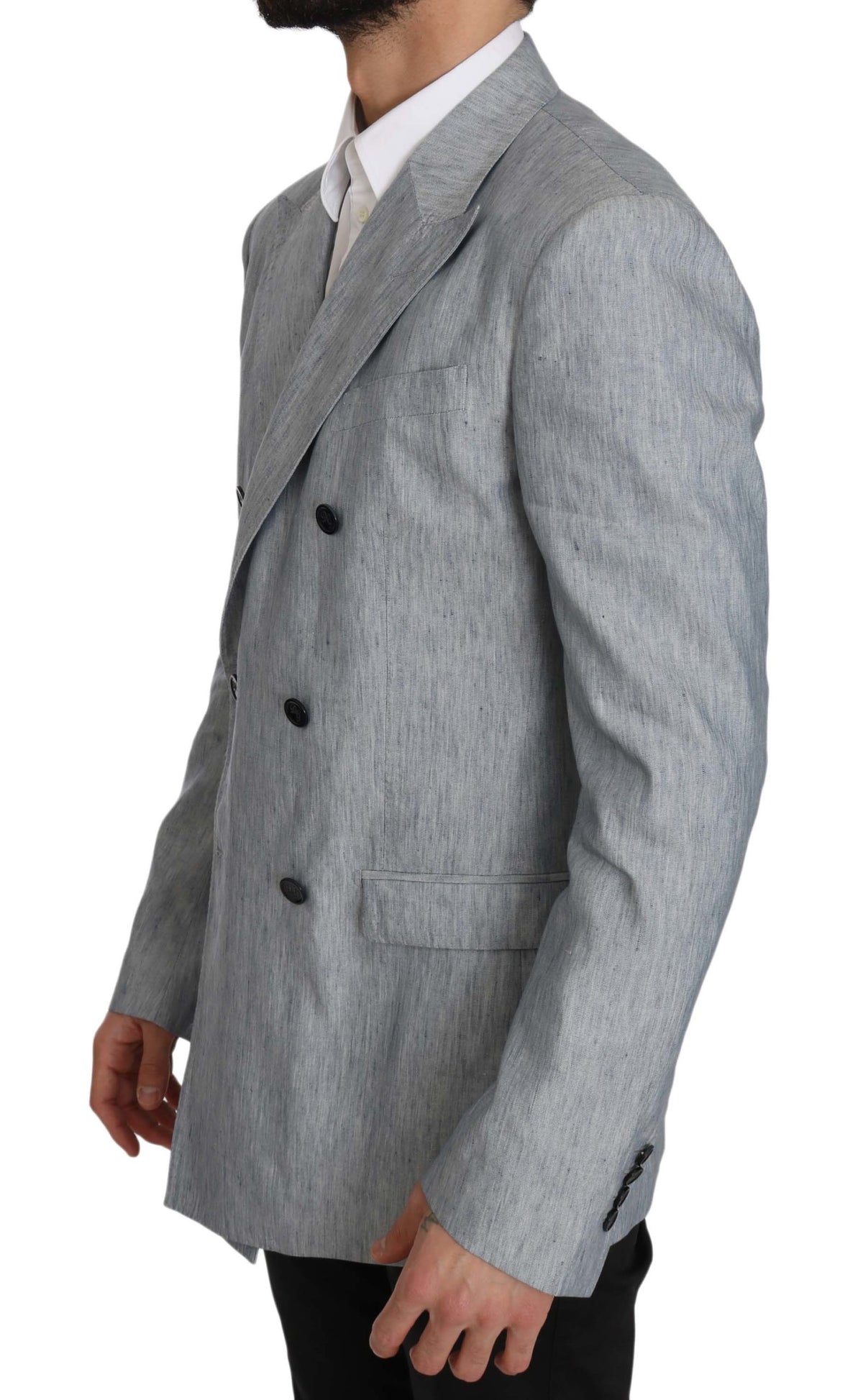 Dolce & Gabbana Blue Flax NAPOLI Jacket Coat Blazer - Eljoys Fashion 
