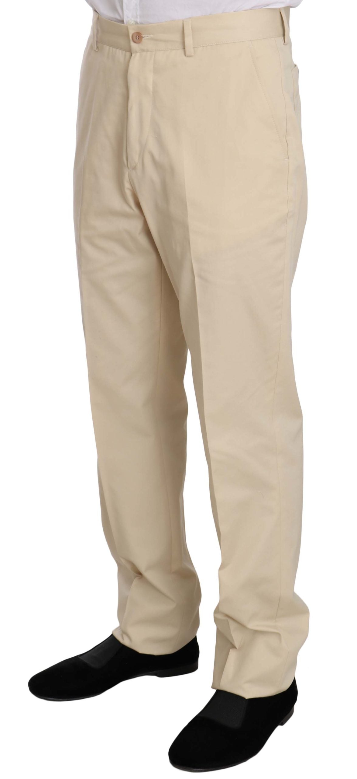 Romeo Gigli Two Piece 3 Button Beige Cotton Solid Suit Romeo Gigli