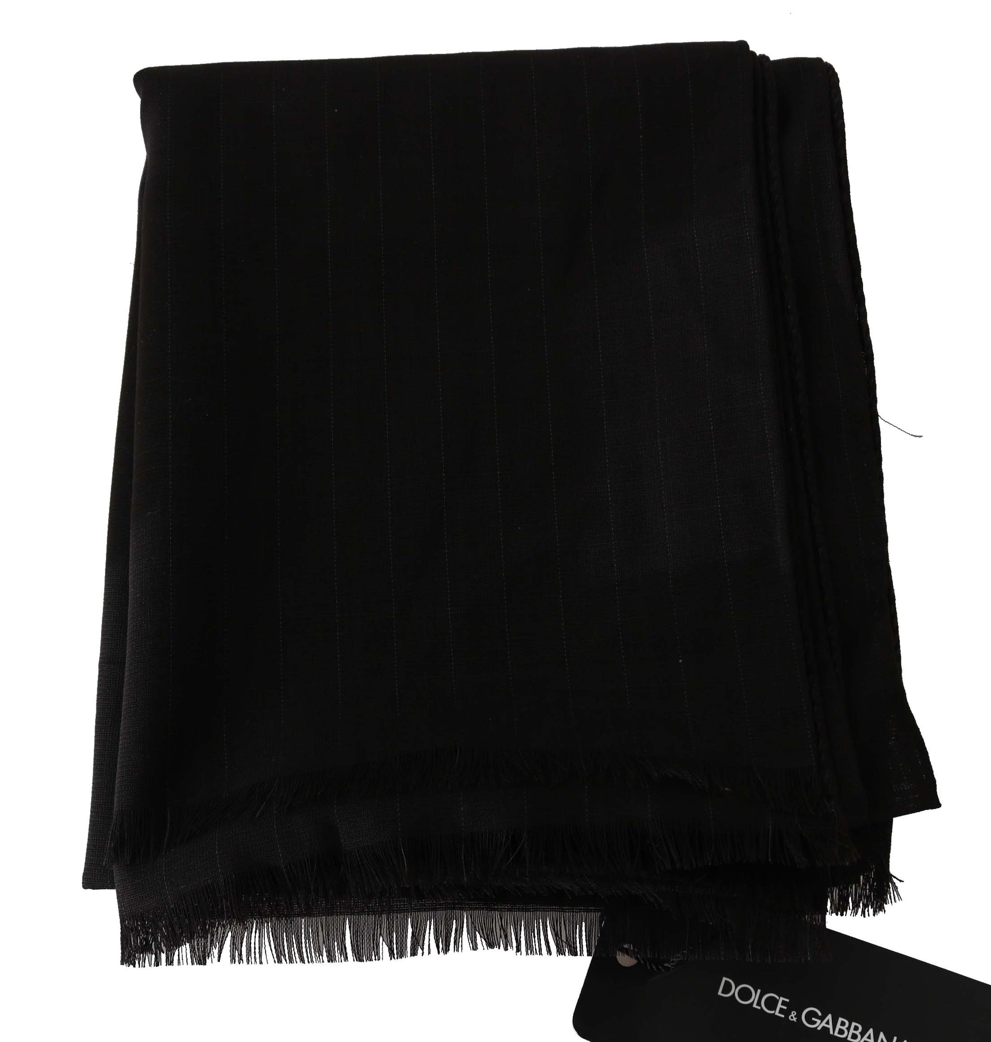 Dolce & Gabbana Brown Virgin Wool Striped Pattern Wrap Scarf Dolce & Gabbana