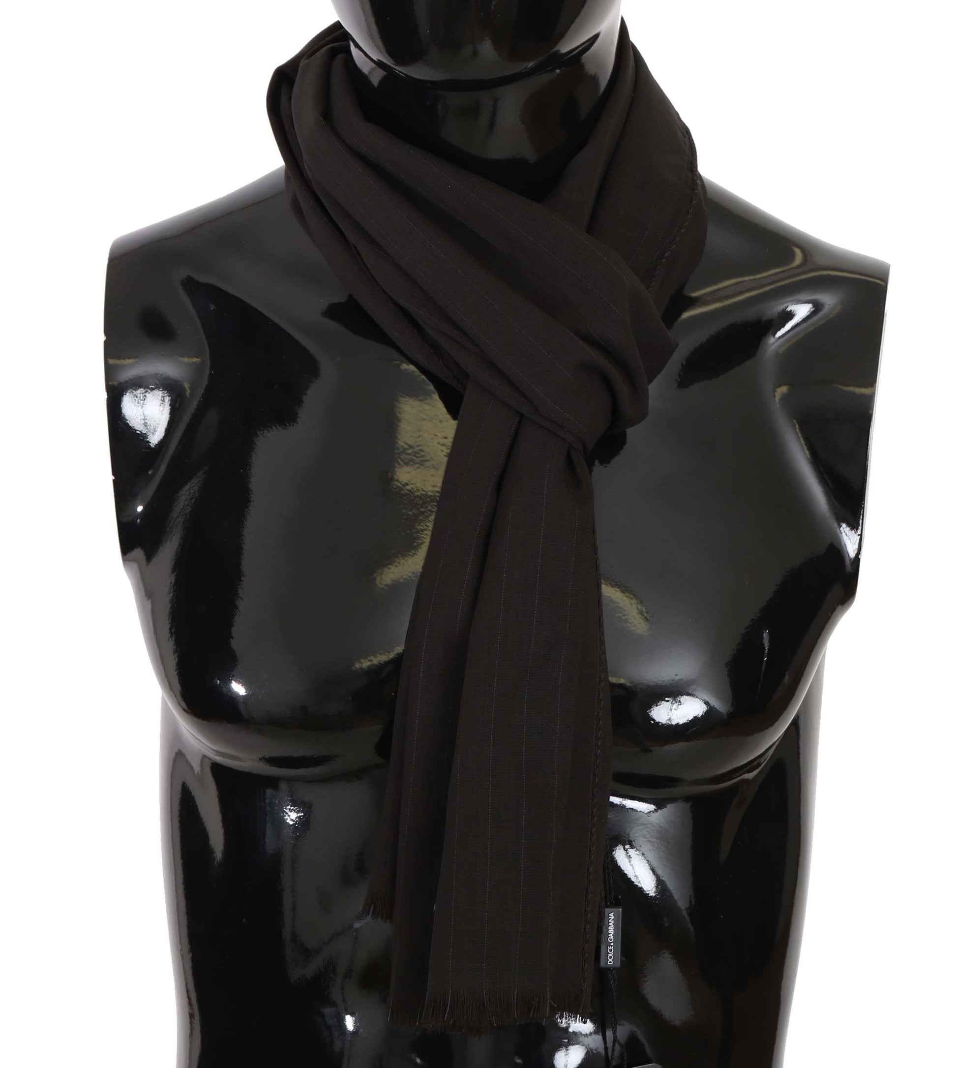 Dolce & Gabbana Brown Virgin Wool Striped Pattern Wrap Scarf Dolce & Gabbana