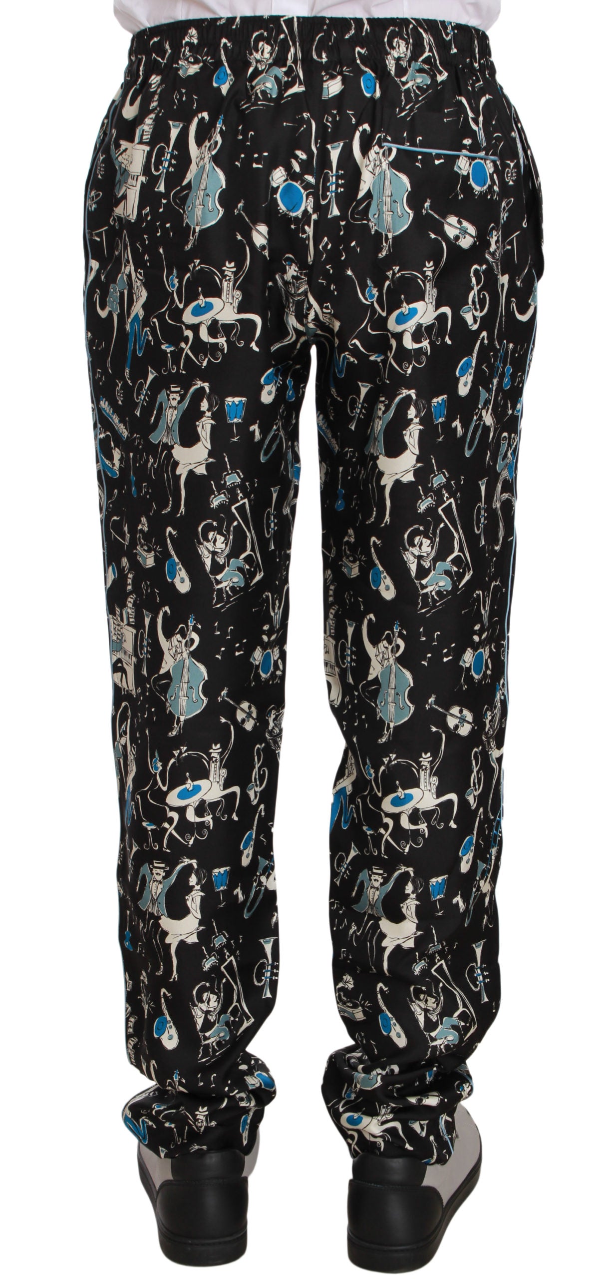 Dolce & Gabbana Black Musical Instrument Sleepwear Pants Dolce & Gabbana