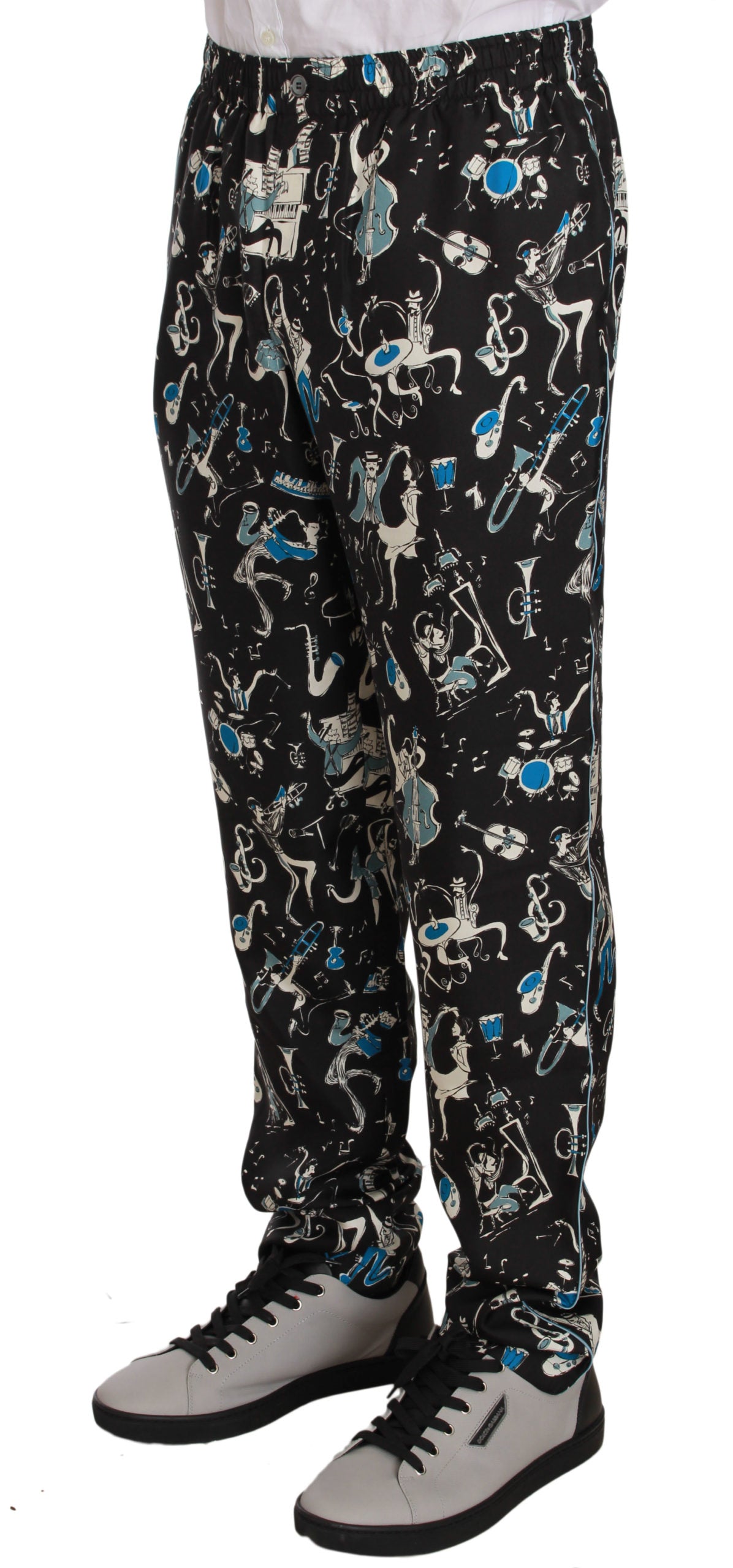 Dolce & Gabbana Black Musical Instrument Sleepwear Pants Dolce & Gabbana