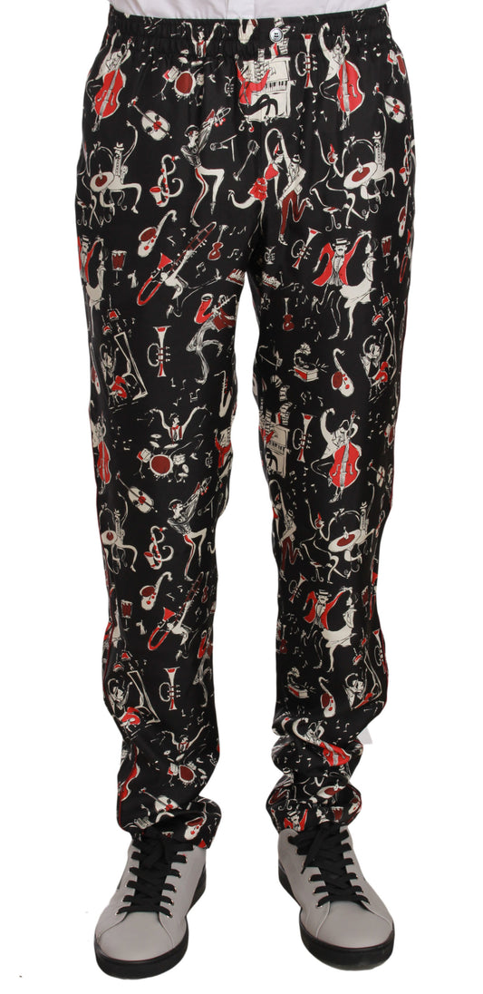 Dolce & Gabbana Red Musical Instrument Print Sleepwear Pants Dolce & Gabbana