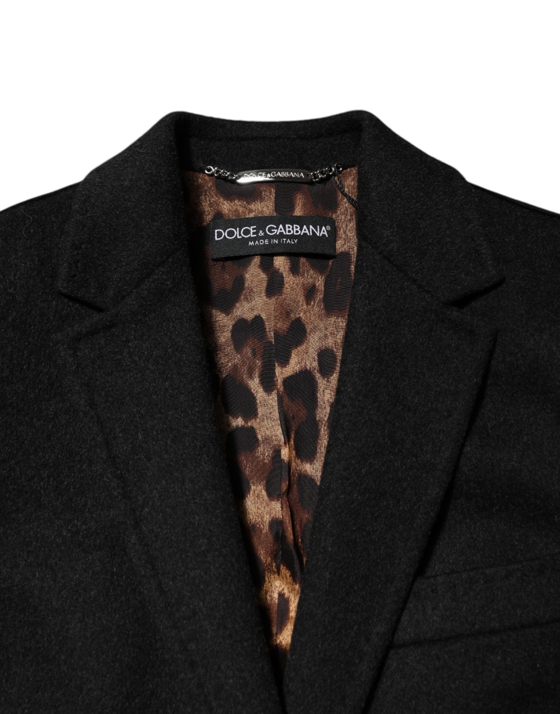 Dolce & Gabbana Black Wool Long Sleeves Trench Coat Jacket Dolce & Gabbana
