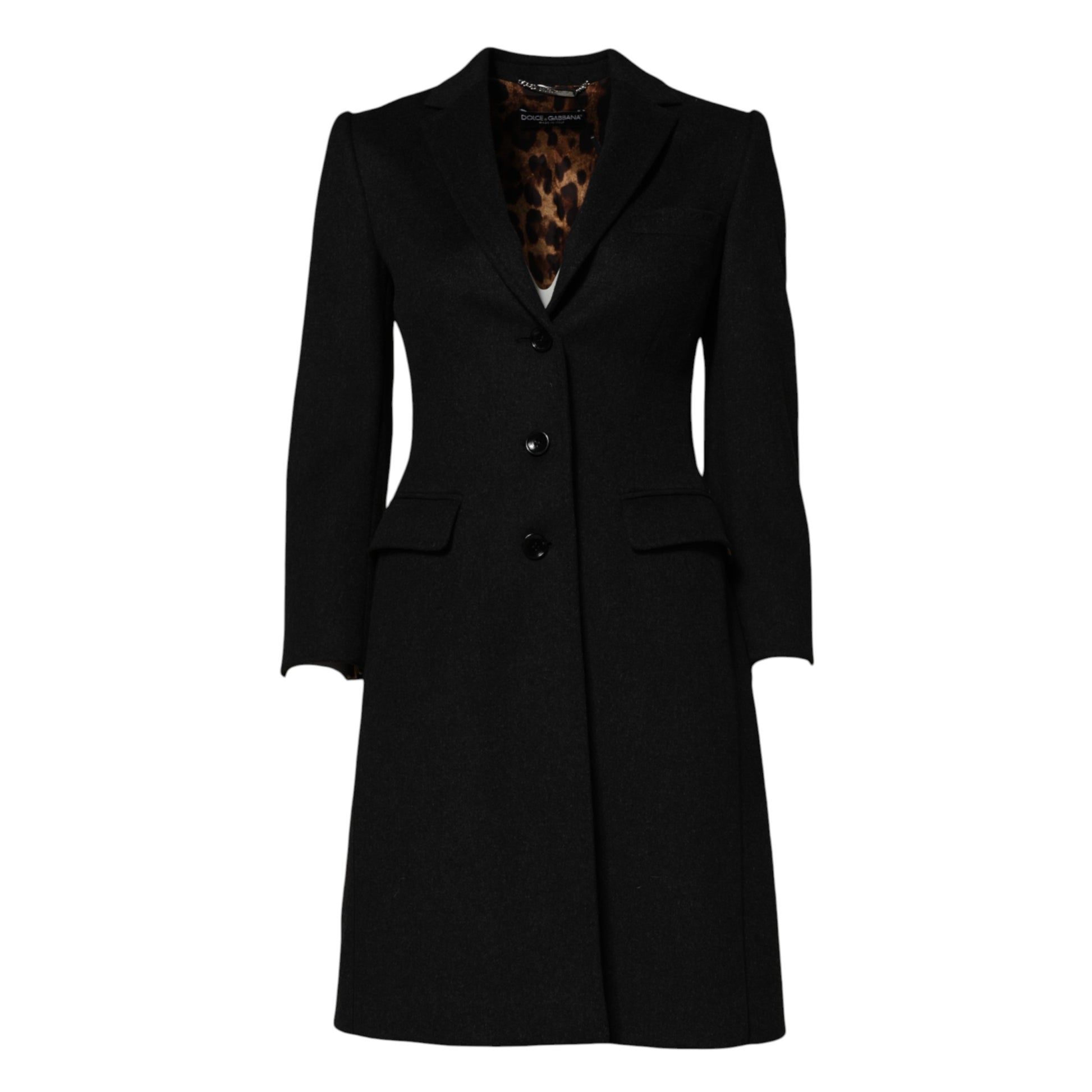 Dolce & Gabbana Black Wool Long Sleeves Trench Coat Jacket Dolce & Gabbana