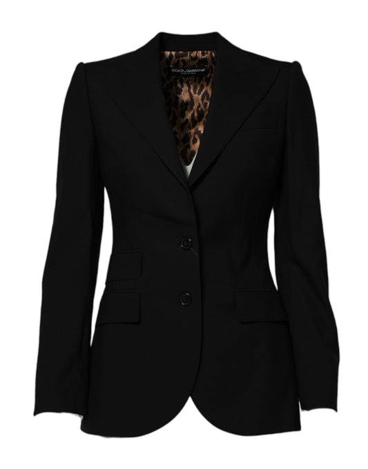 Dolce & Gabbana Black Wool Single Breasted Coat Jacket Dolce & Gabbana