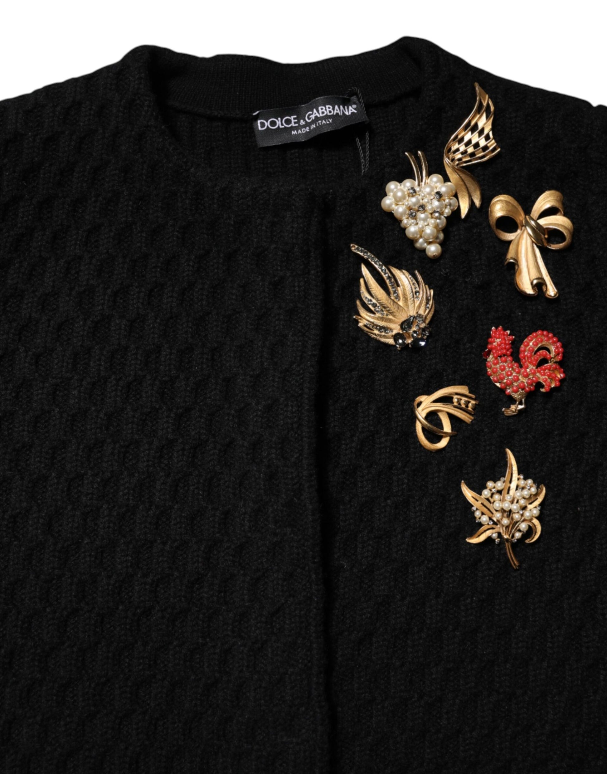 Dolce & Gabbana Black Cashmere Quilted Embellished Jacket Dolce & Gabbana