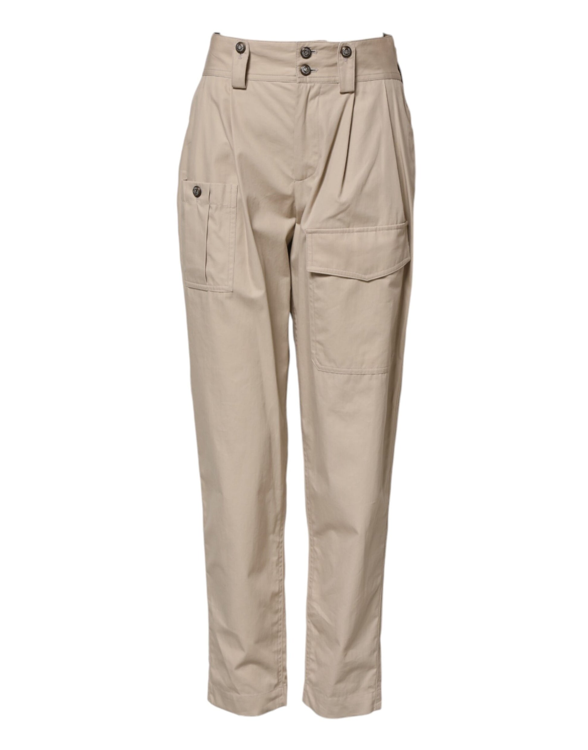 Dolce & Gabbana Beige Cotton High Waisted Pants Dolce & Gabbana