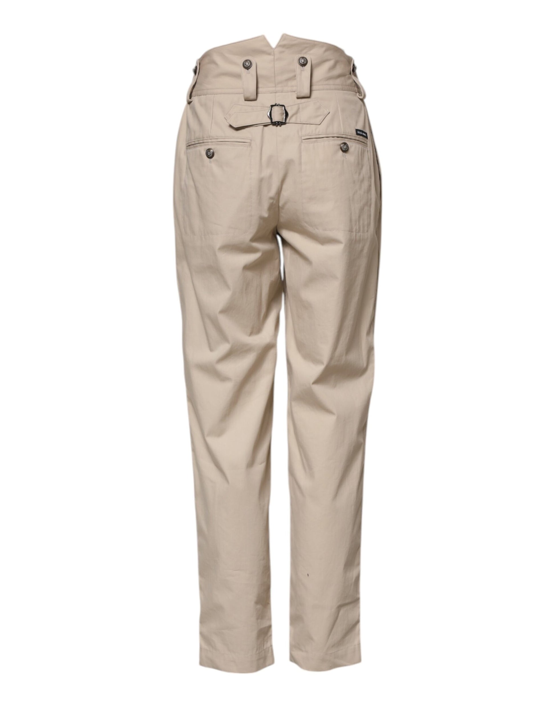 Dolce & Gabbana Beige Cotton High Waisted Pants Dolce & Gabbana