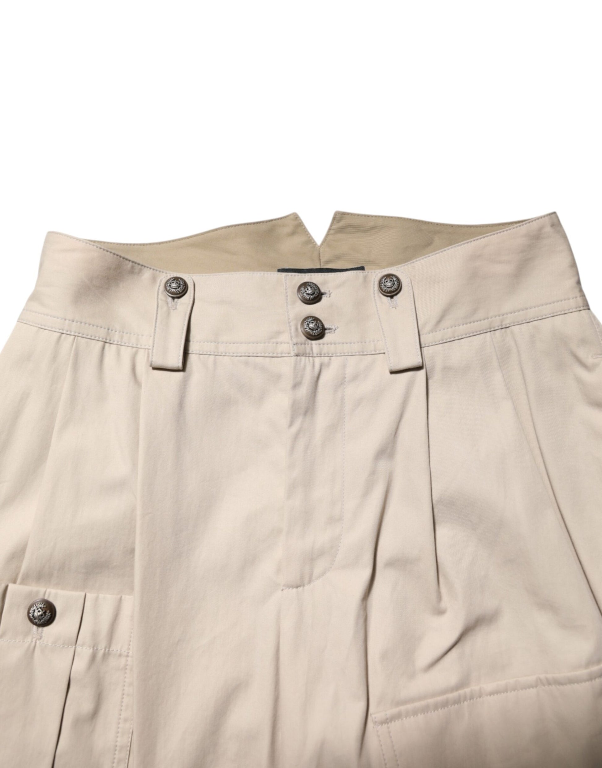 Dolce & Gabbana Beige Cotton High Waisted Pants Dolce & Gabbana