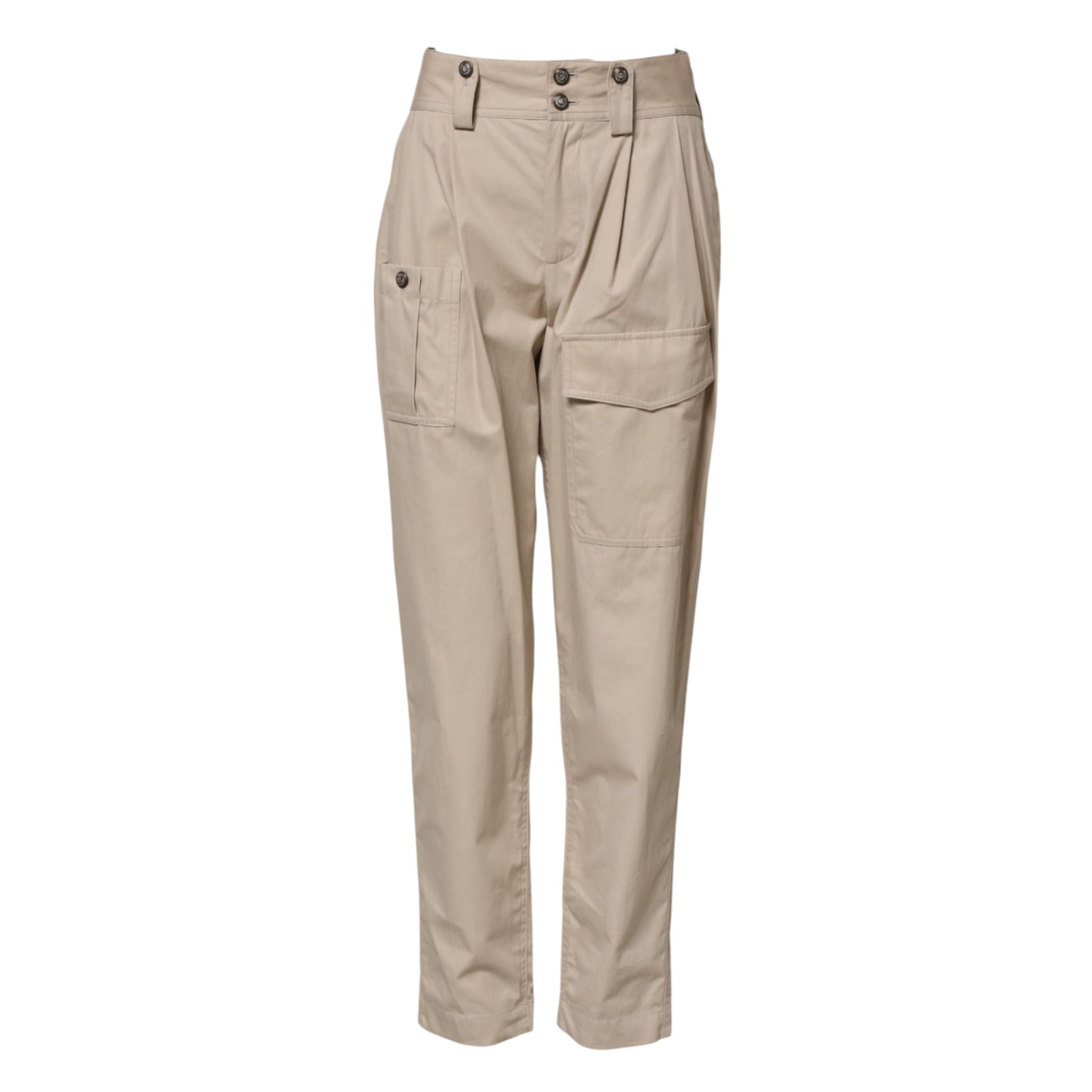 Dolce & Gabbana Beige Cotton High Waisted Pants Dolce & Gabbana