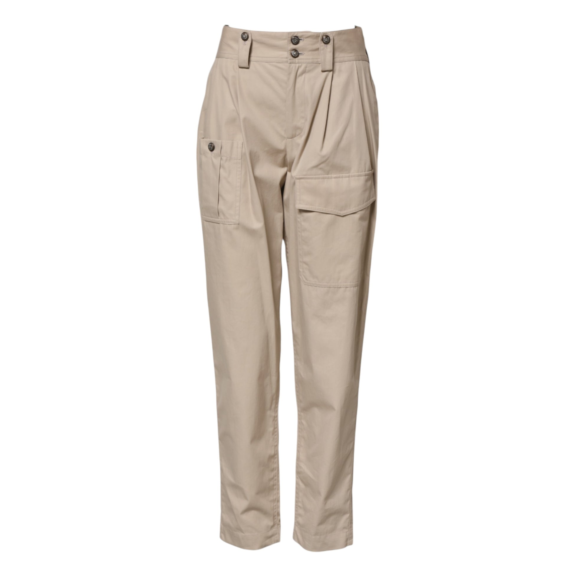 Dolce & Gabbana Beige Cotton High Waisted Pants Dolce & Gabbana