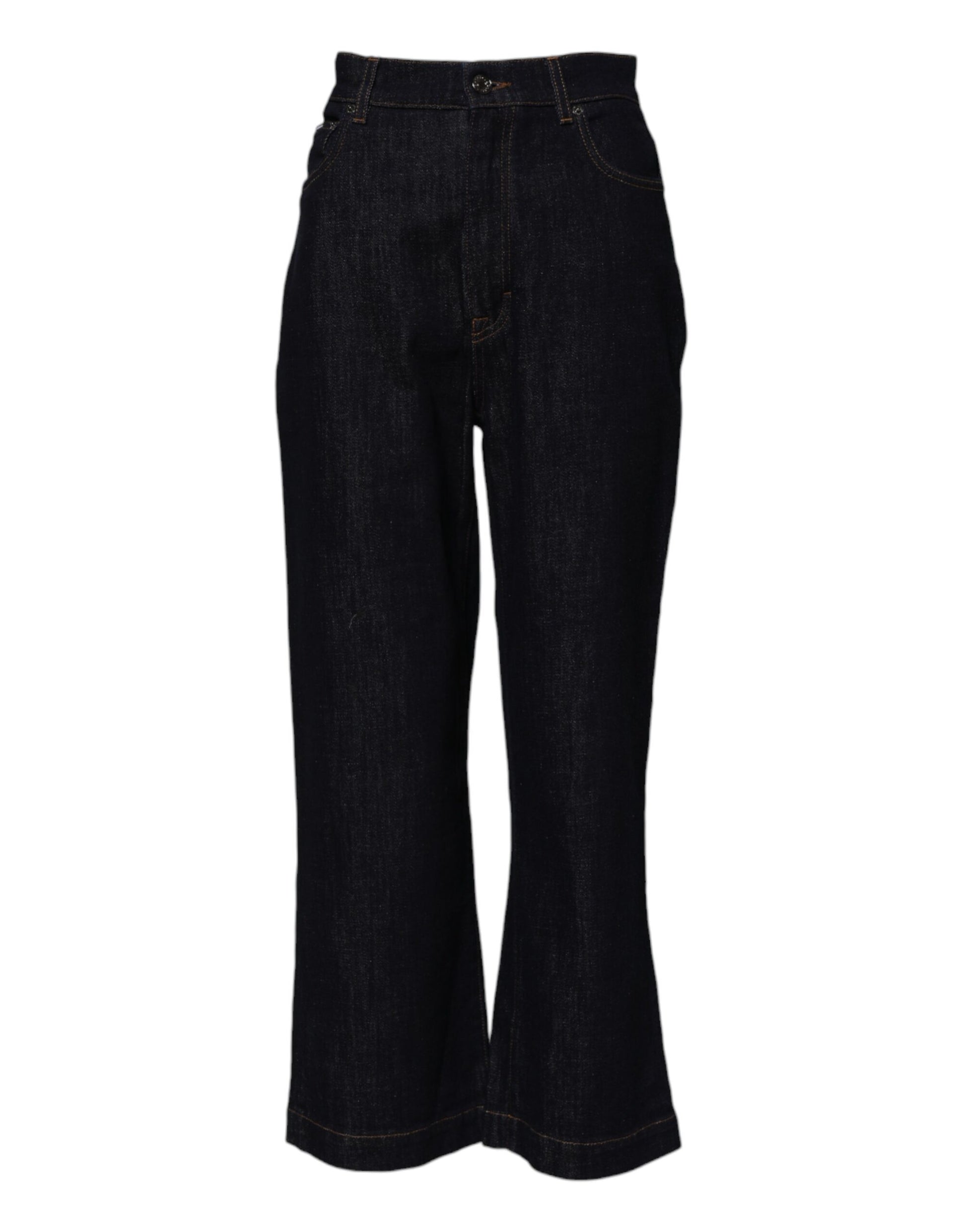 Dolce & Gabbana Blue Cotton High Waisted Flared Denim Jeans Dolce & Gabbana