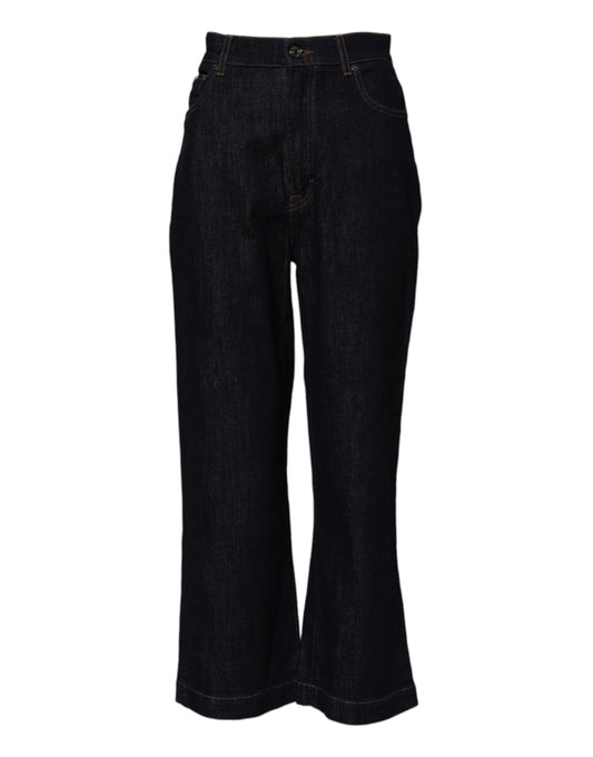 Dolce & Gabbana Blue Cotton High Waisted Flared Denim Jeans Dolce & Gabbana
