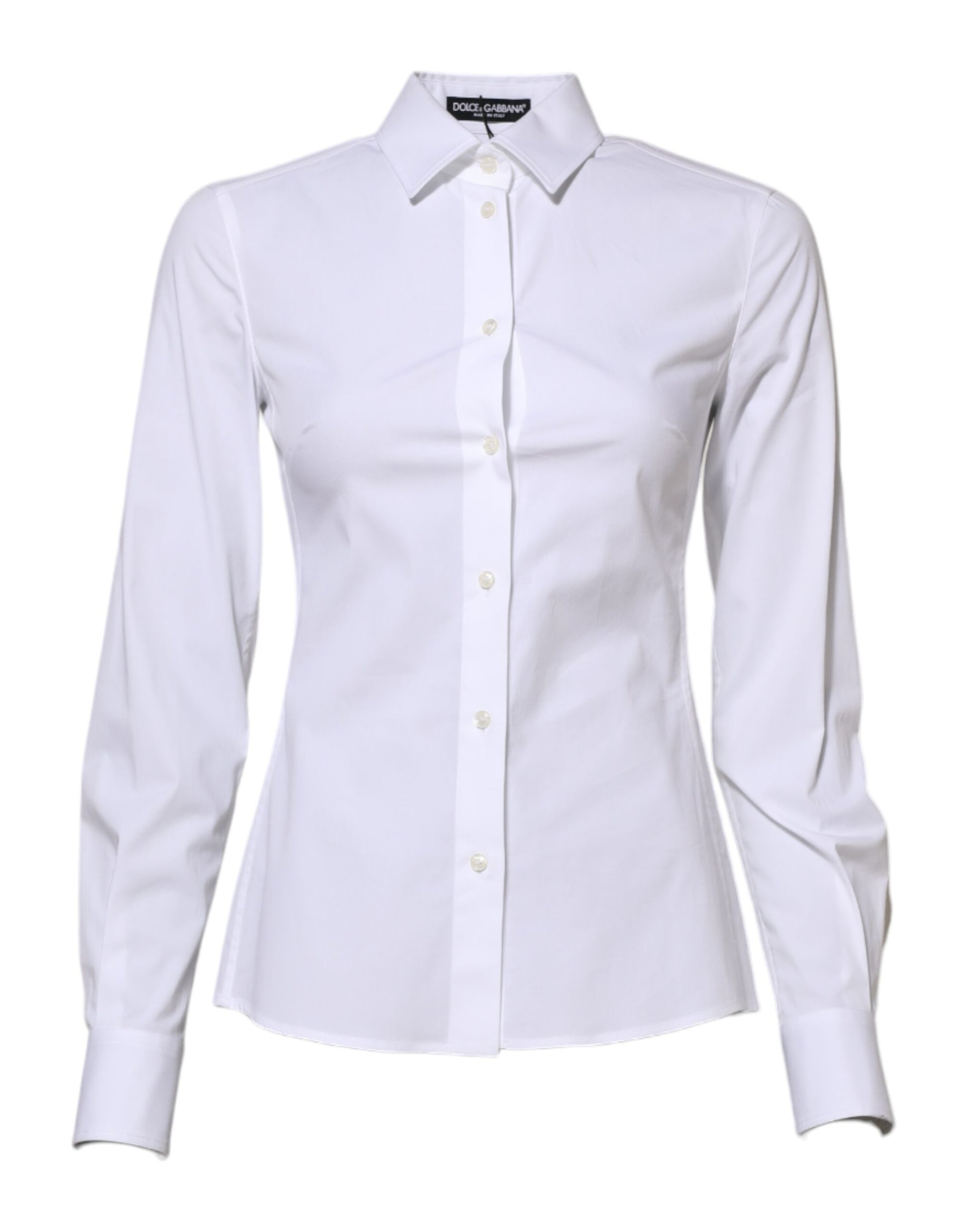 Dolce & Gabbana White Cotton Long Sleeves Collared Shirt Top Dolce & Gabbana