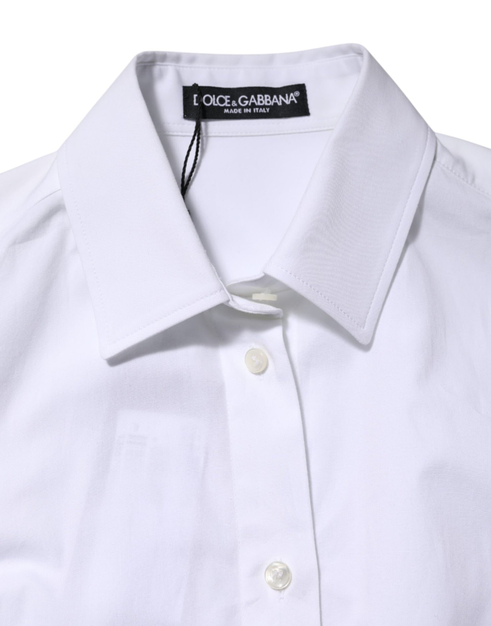 Dolce & Gabbana White Cotton Long Sleeves Collared Shirt Top Dolce & Gabbana