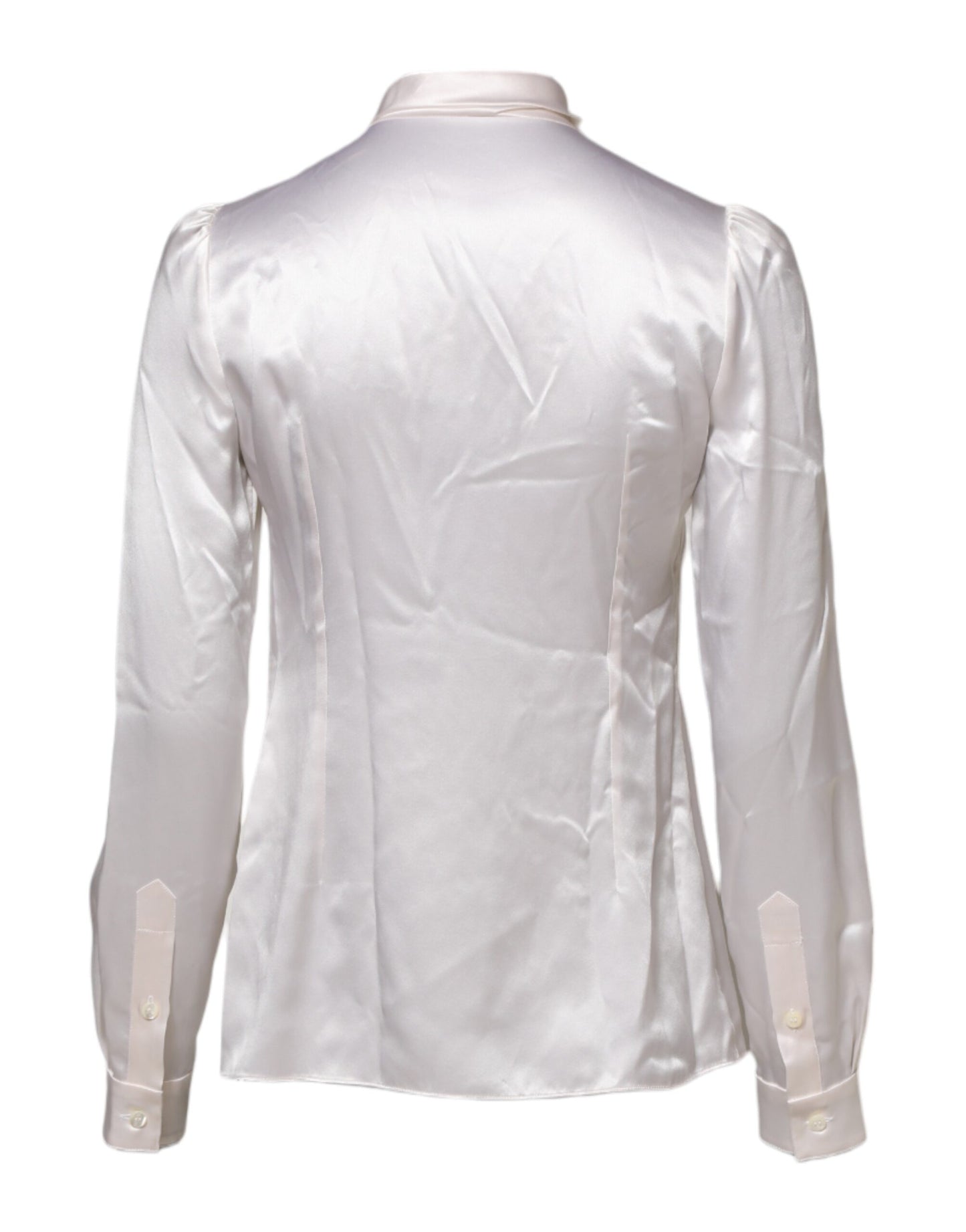 Dolce & Gabbana White Ascot Collar Long Sleeve Blouse Top Dolce & Gabbana
