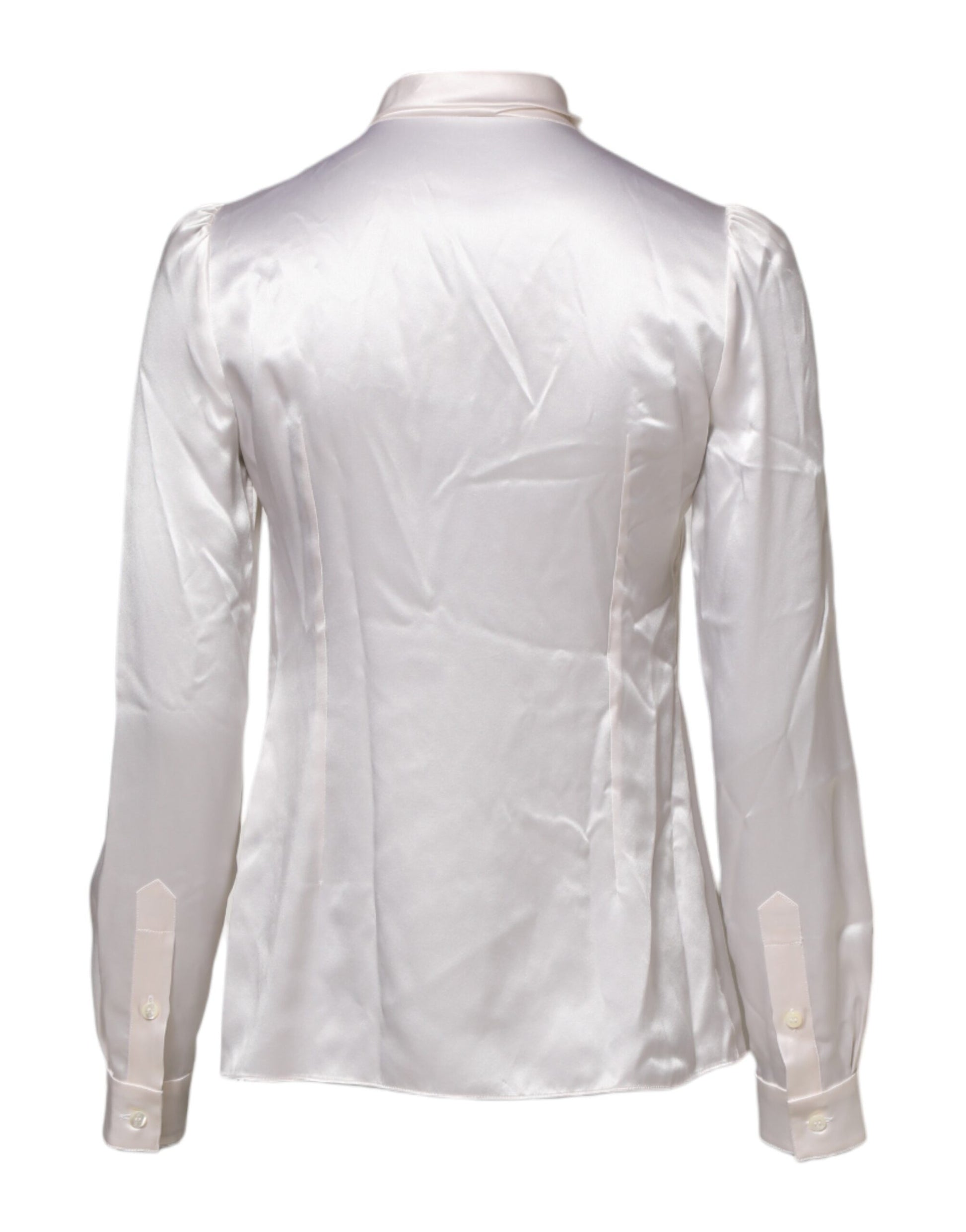 Dolce & Gabbana White Ascot Collar Long Sleeve Blouse Top Dolce & Gabbana