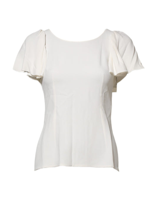 Dolce & Gabbana White Round Neck Short Sleeves Blouse Top Dolce & Gabbana
