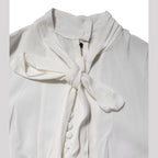 Dolce & Gabbana White Viscose Ascot Collar Long Sleeves Top