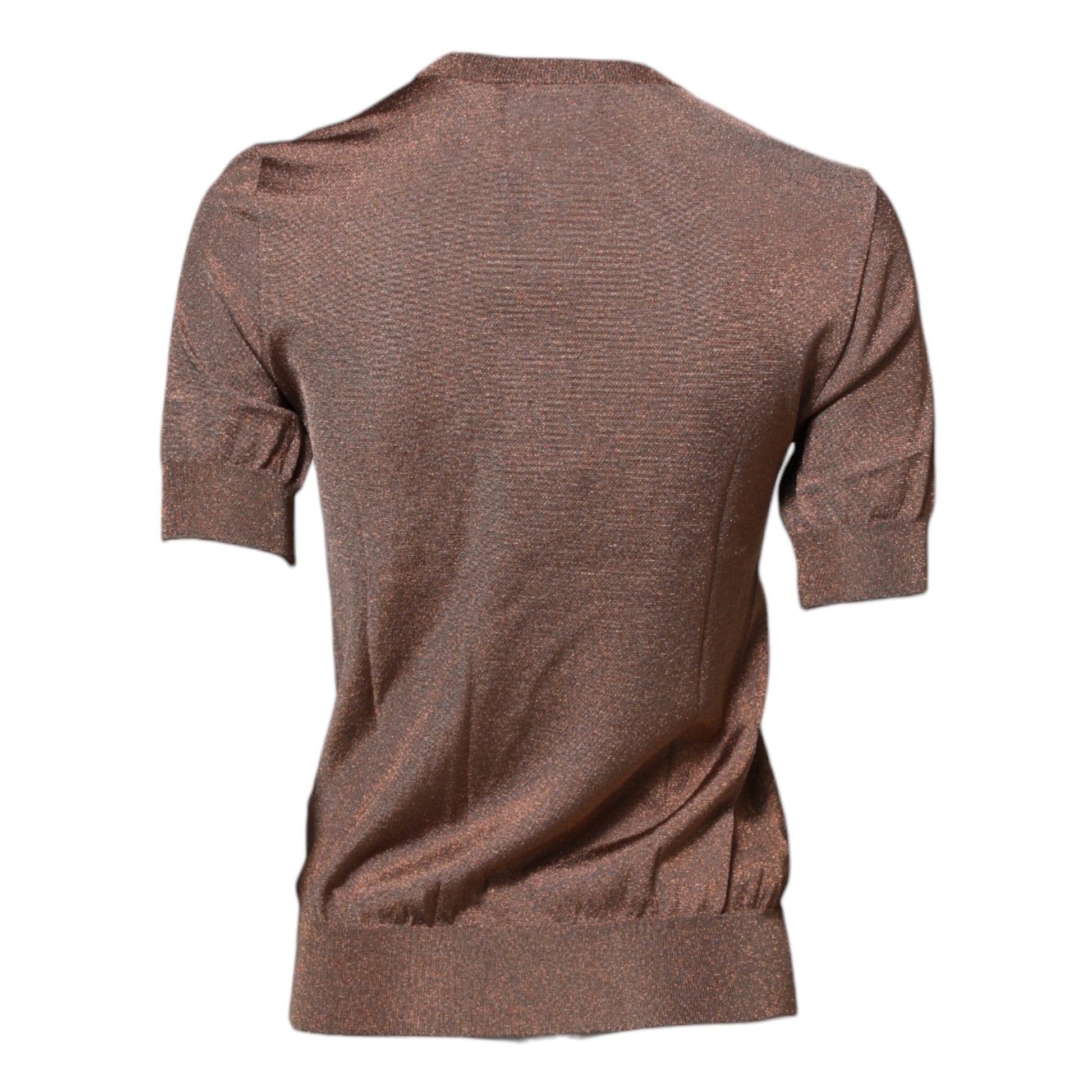 Dolce & Gabbana Brown Lily Embellished Round Neck Blouse Top