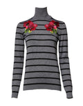 Dolce & Gabbana Gray Floral Embroidery Pullover Sweater - Eljoys Fashion 
