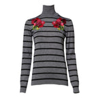 Dolce & Gabbana Gray Floral Embroidery Pullover Sweater