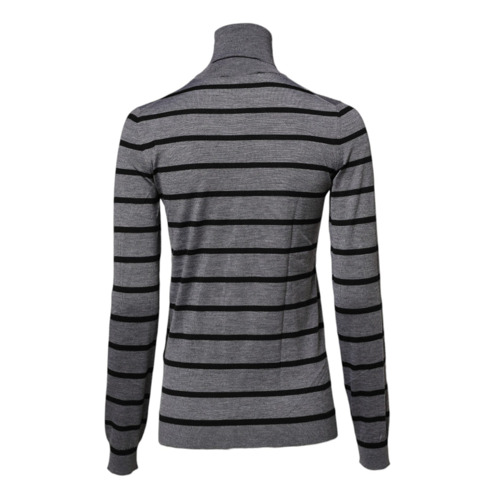 Dolce & Gabbana Gray Floral Embroidery Pullover Sweater