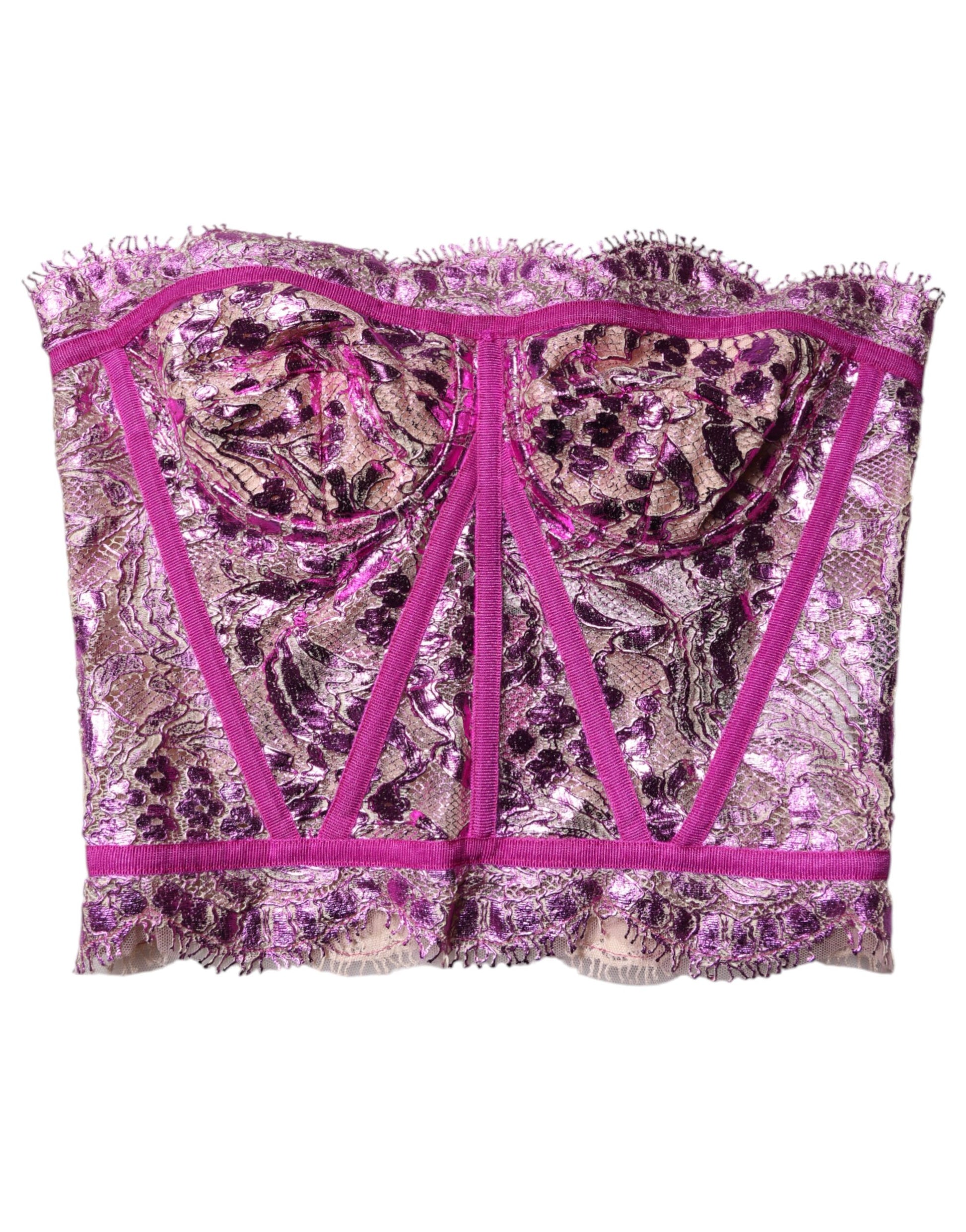 Dolce & Gabbana Pink Bustier Sleeveless Corset Blouse Top Dolce & Gabbana
