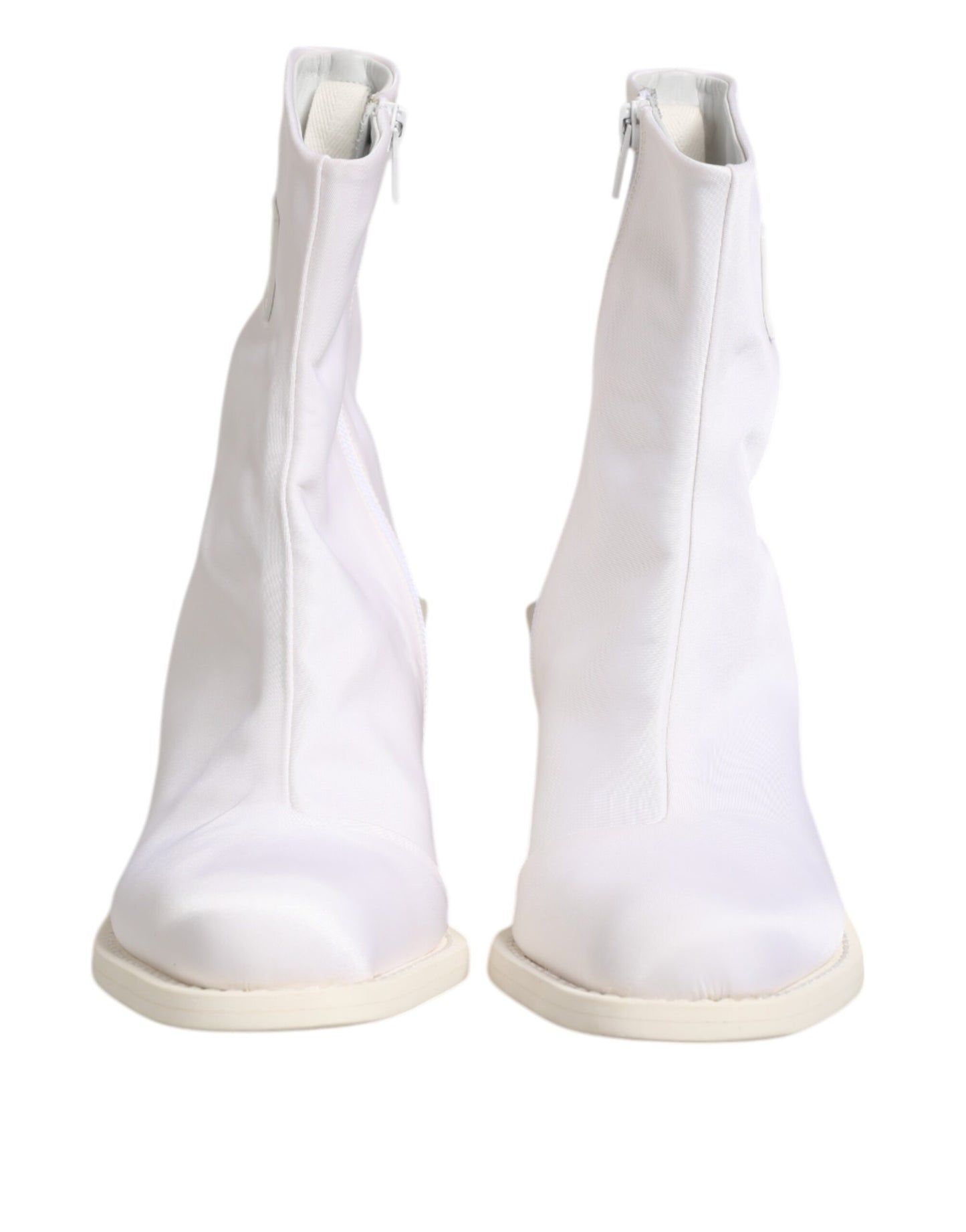 Maison Margiela White Square Heel Zip Ankle Boots Shoes Maison Margiela