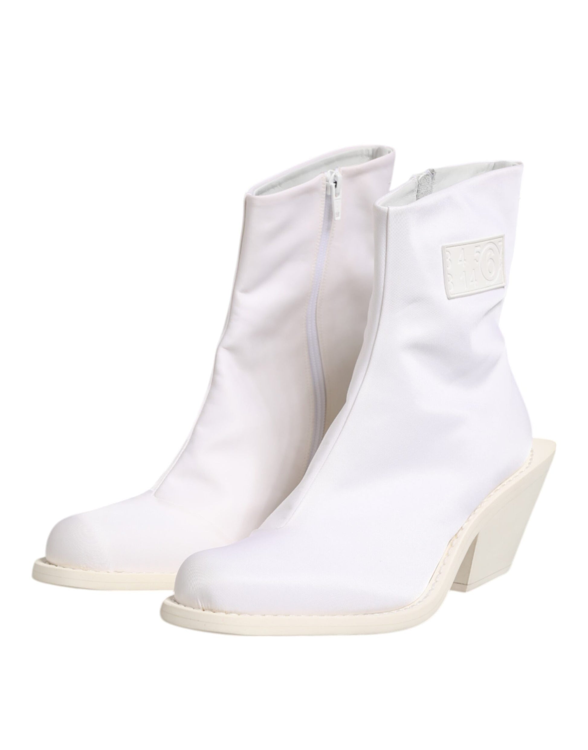Maison Margiela White Square Heel Zip Ankle Boots Shoes Maison Margiela