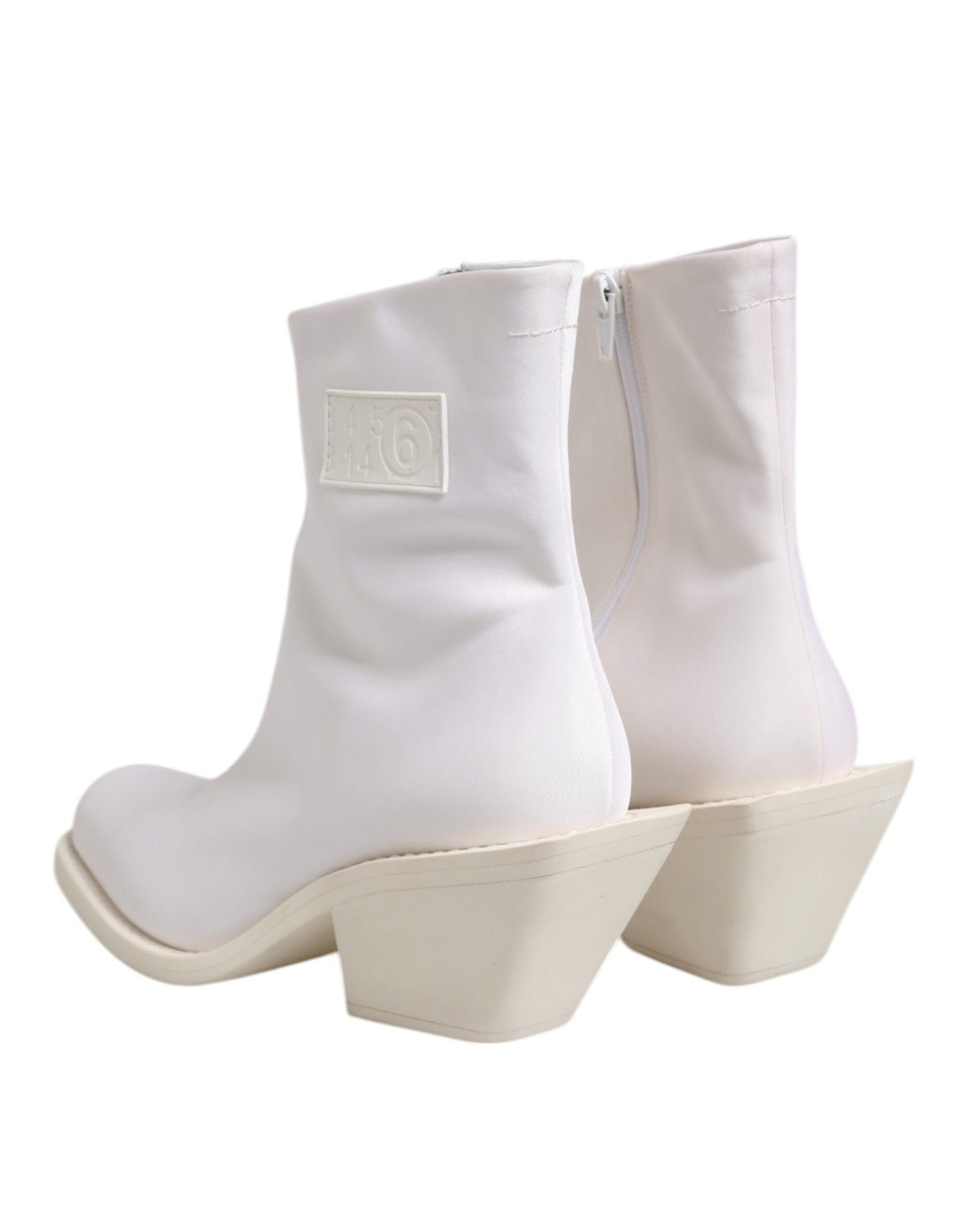 Maison Margiela White Square Heel Zip Ankle Boots Shoes Maison Margiela