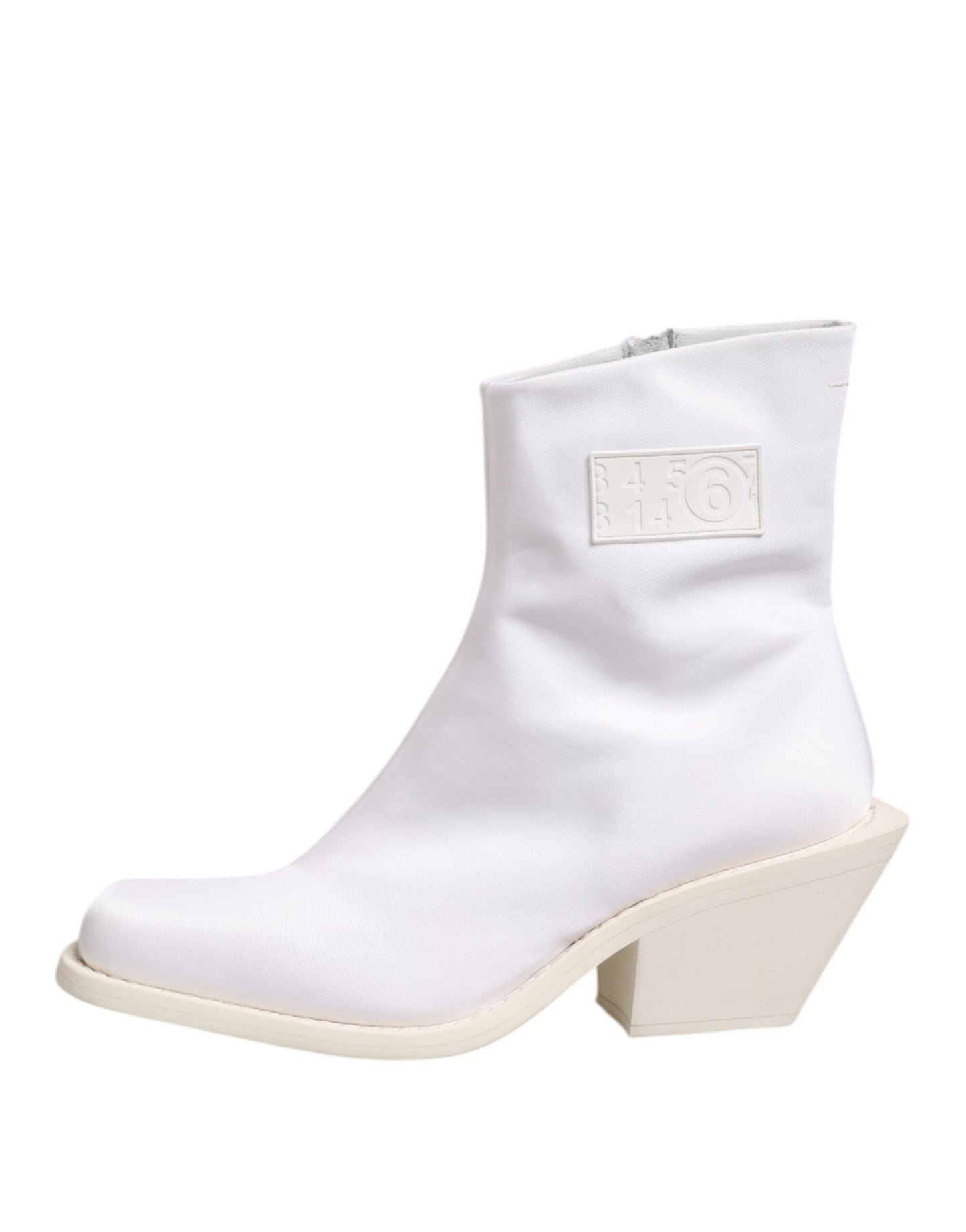 Maison Margiela White Square Heel Zip Ankle Boots Shoes Maison Margiela