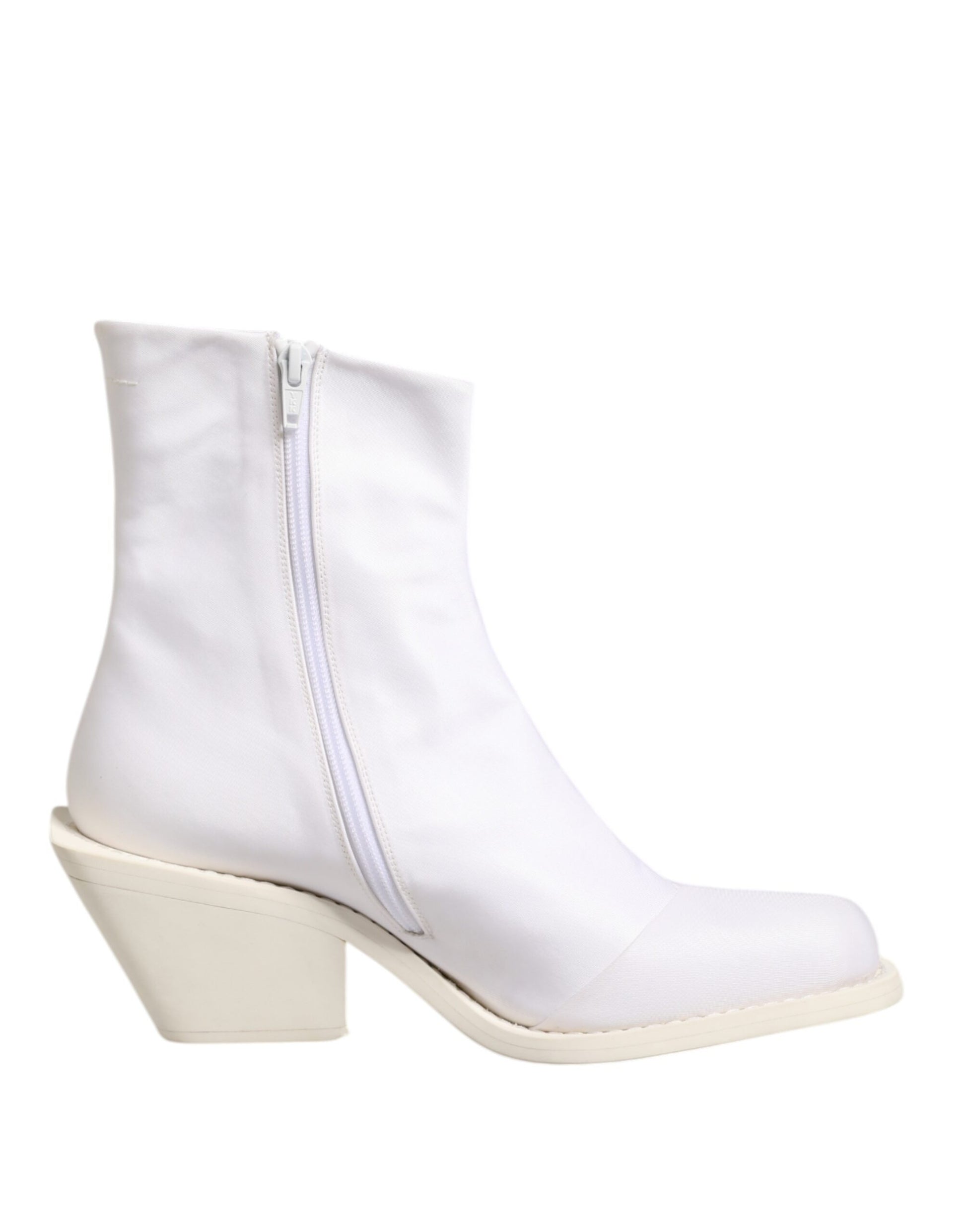 Maison Margiela White Square Heel Zip Ankle Boots Shoes Maison Margiela