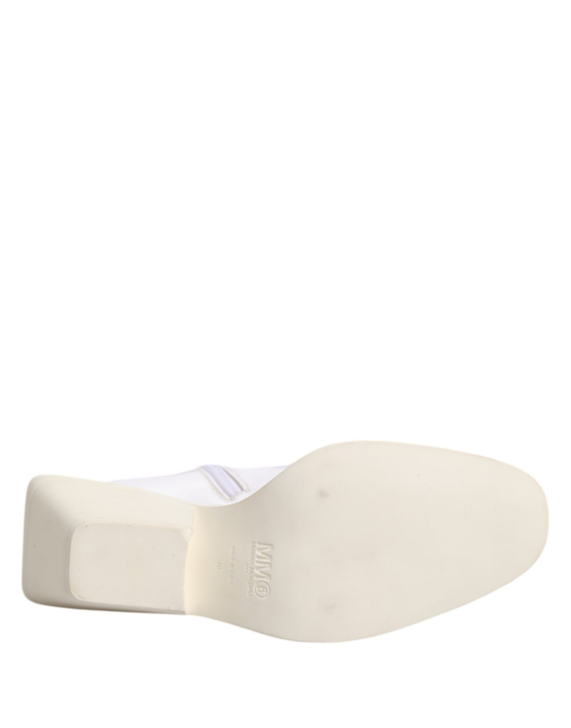 Maison Margiela White Square Heel Zip Ankle Boots Shoes Maison Margiela