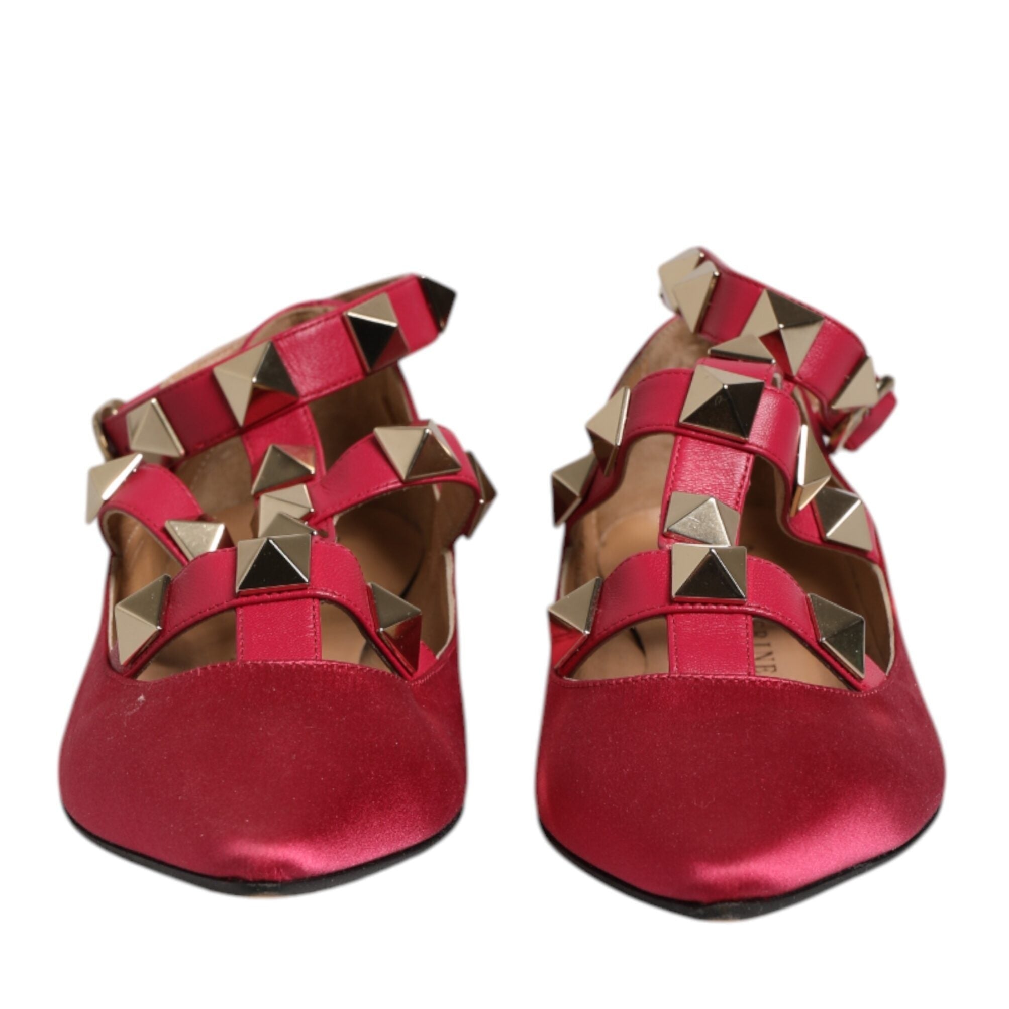 Prosperine Red Gold Studded Pointed Toe Ballet Flats Shoes
